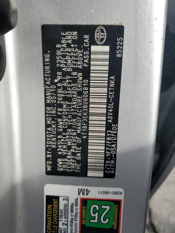 2011 Toyota Camry Base VIN: 4T1BF3EK3BU606810 Lot: 85333435