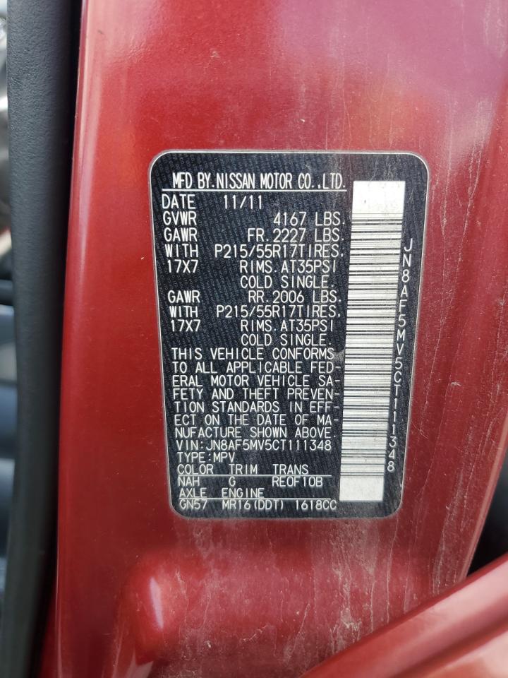 2012 Nissan Juke S VIN: JN8AF5MV5CT111348 Lot: 85698735