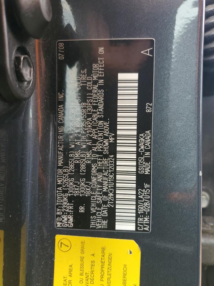 2009 Lexus Rx 350 VIN: 2T2HK31U19C120324 Lot: 82355635