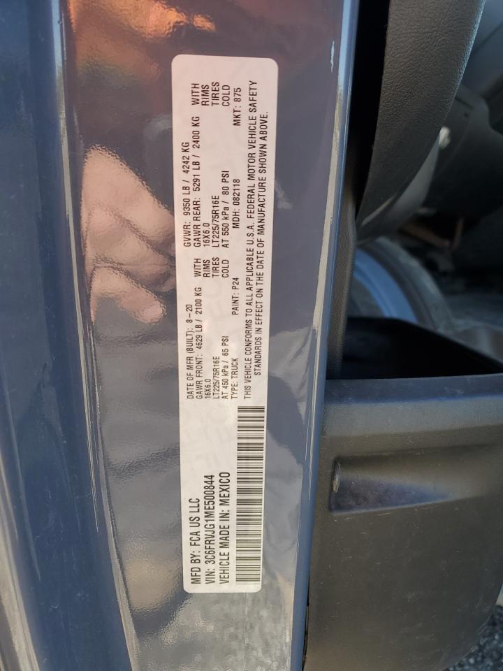 2021 Ram Promaster 3500 3500 High VIN: 3C6FRVJG1ME500844 Lot: 84786195