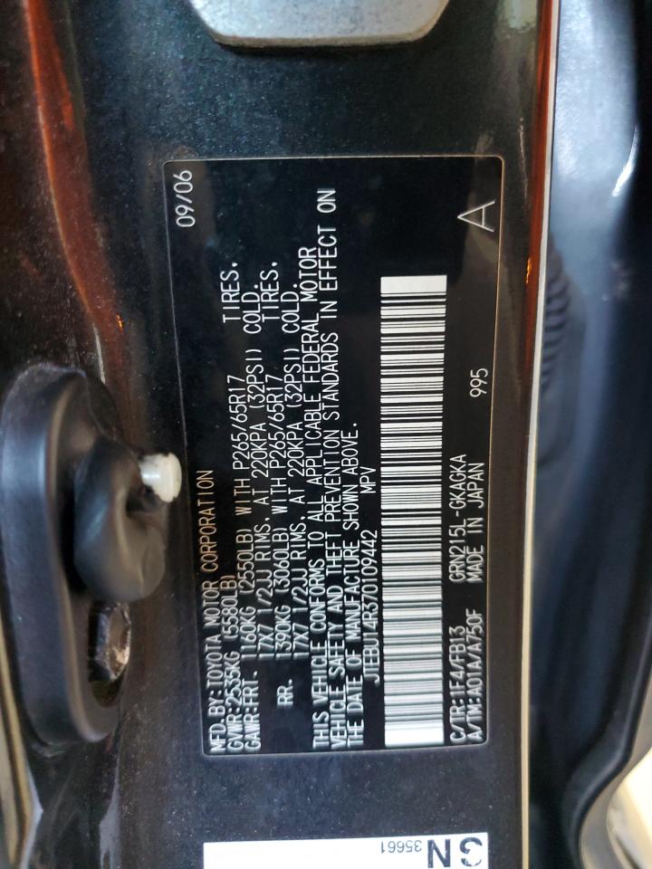 2007 Toyota 4Runner Sr5 VIN: JTEBU14R370109442 Lot: 85378845