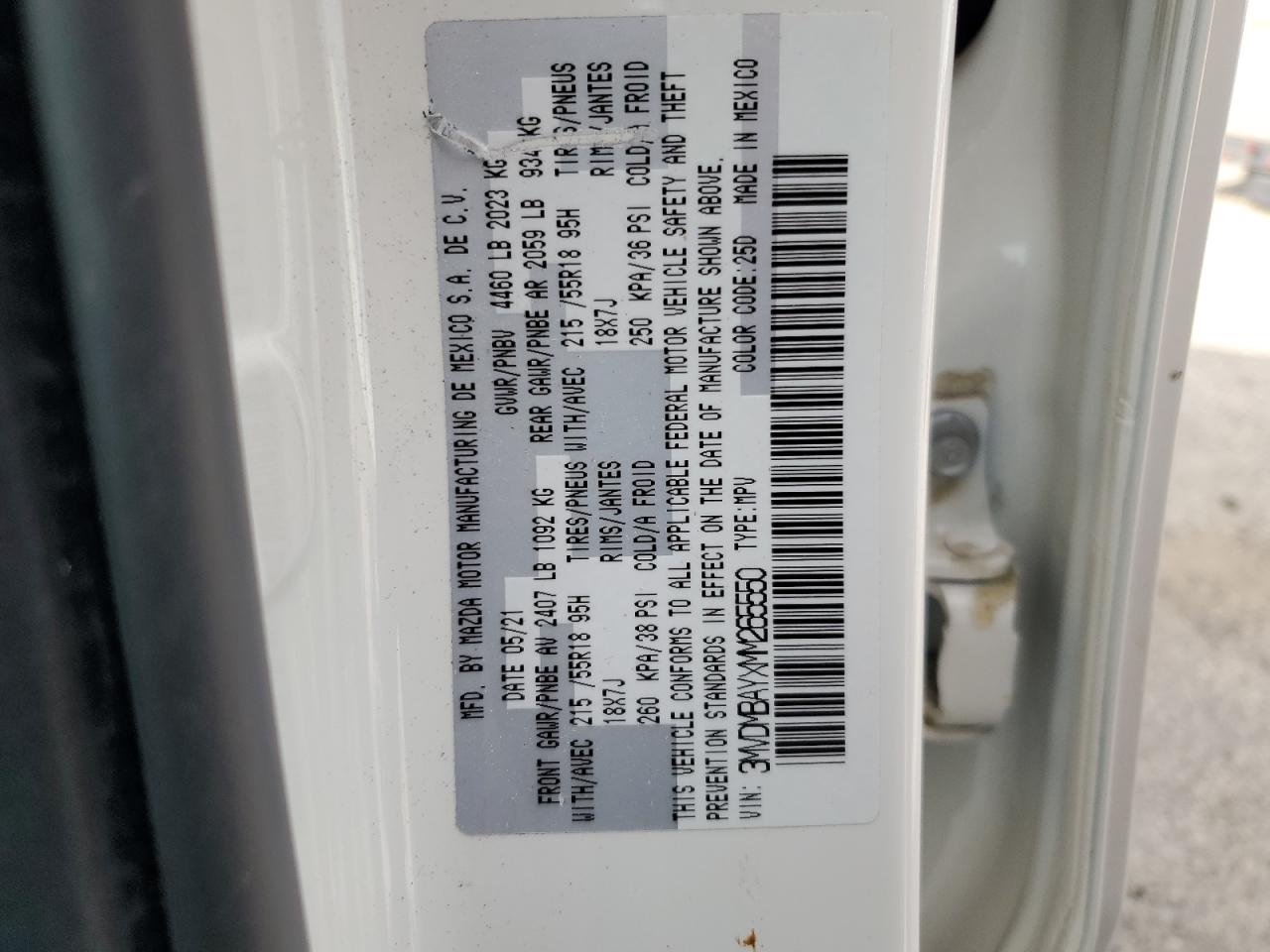 2021 Mazda Cx-30 VIN: 3MVDMBAYXMM265550 Lot: 84760155
