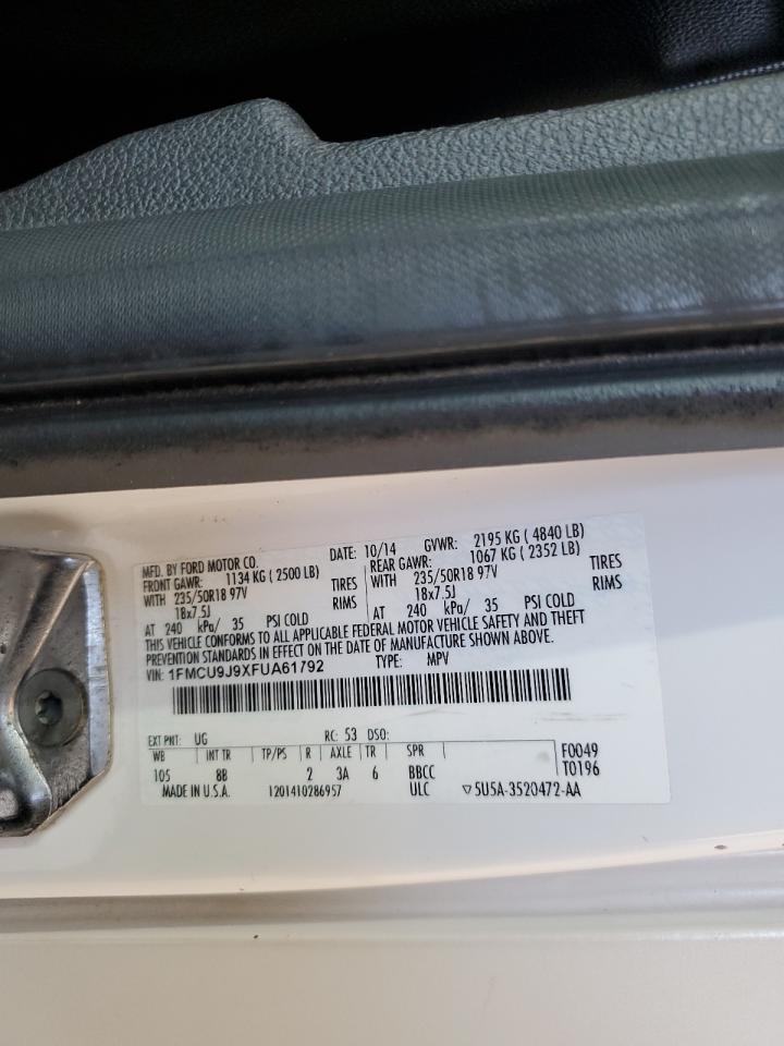 2015 Ford Escape Titanium VIN: 1FMCU9J9XFUA61792 Lot: 86495645