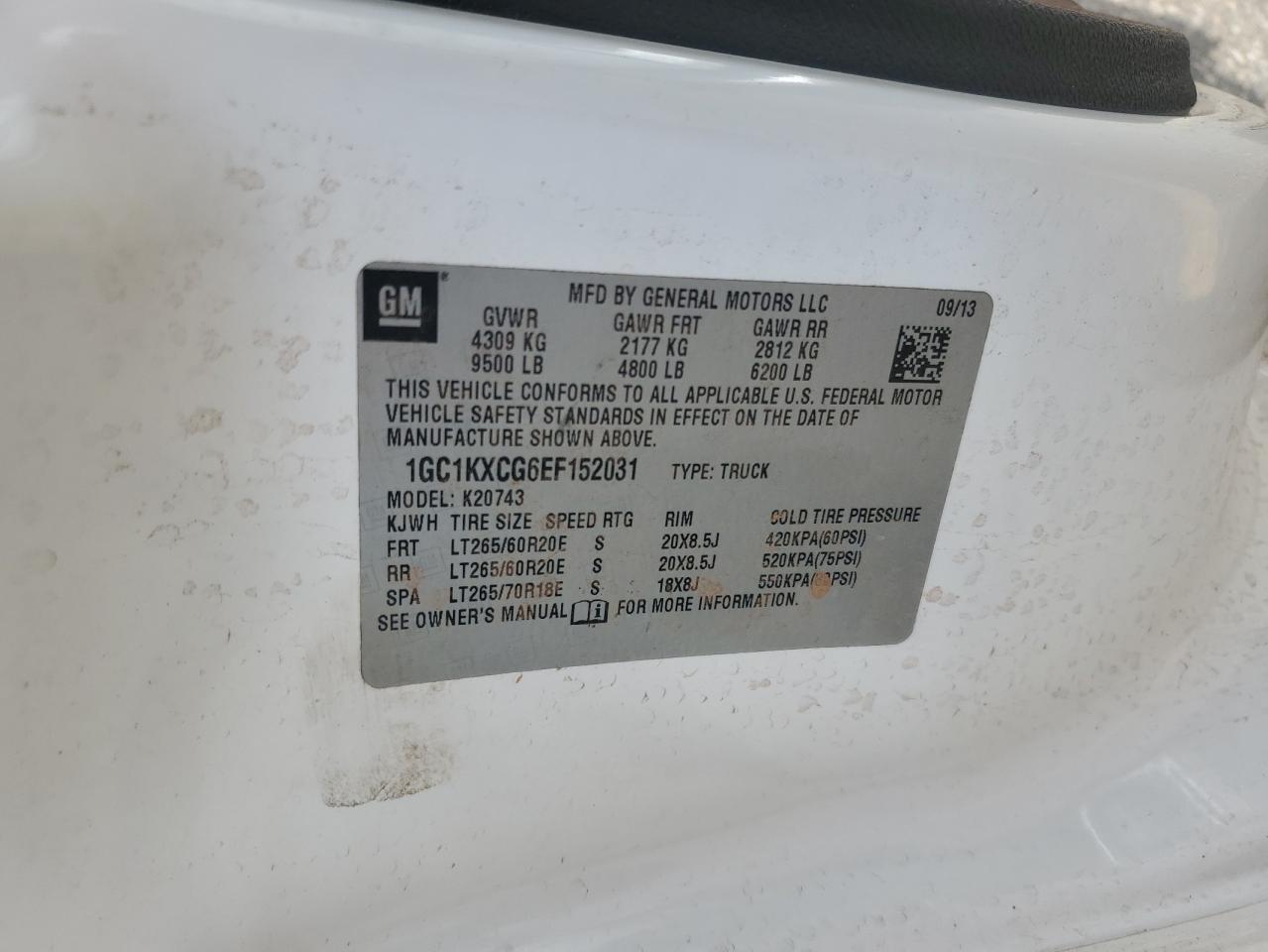 2014 Chevrolet Silverado K2500 Heavy Duty Lt VIN: 1GC1KXCG6EF152031 Lot: 85780315