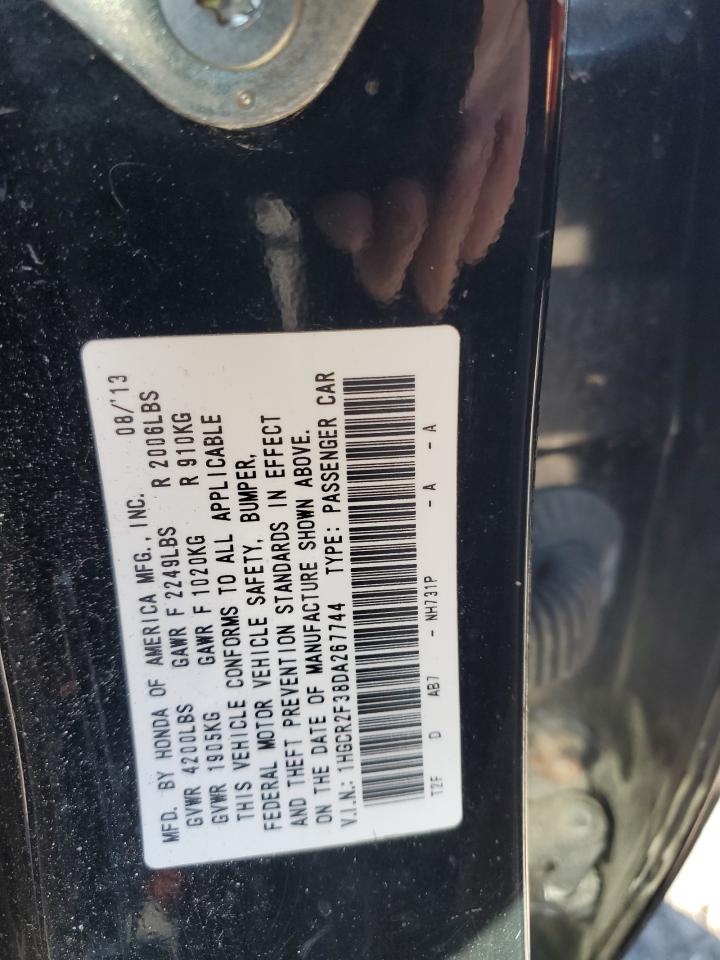 2013 Honda Accord Lx VIN: 1HGCR2F38DA267744 Lot: 85862665