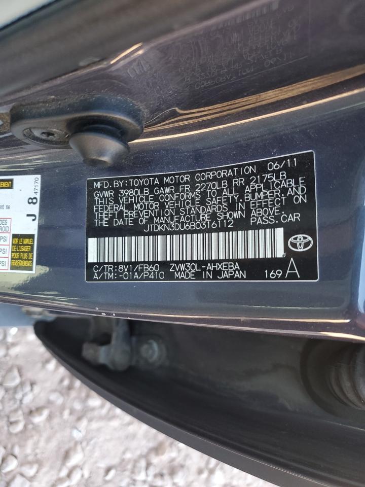 2011 Toyota Prius VIN: JTDKN3DU6B0316112 Lot: 85648985