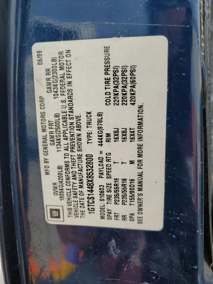 1999 GMC Sonoma VIN: 1GTCS1448X8532800 Lot: 89651935