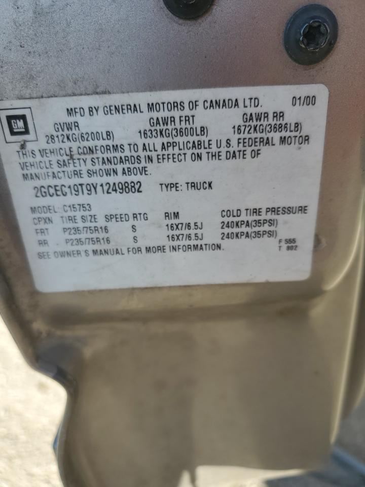 2000 Chevrolet Silverado C1500 VIN: 2GCEC19T9Y1249882 Lot: 84471475