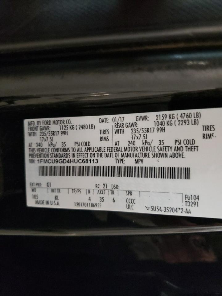 2017 Ford Escape Se VIN: 1FMCU9GD4HUC68113 Lot: 82231825