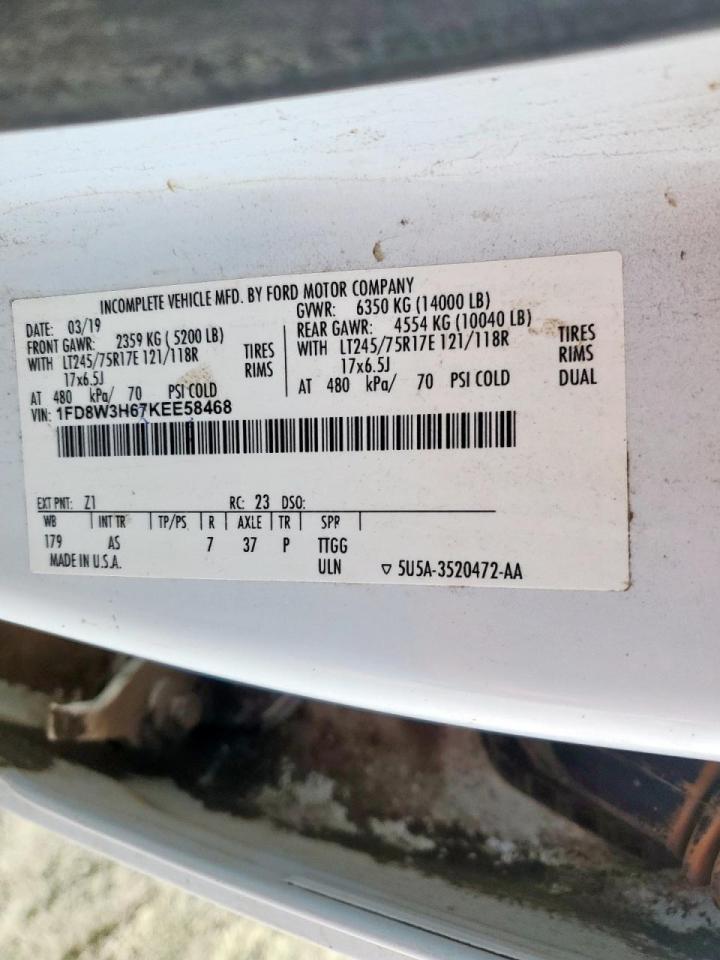 2019 Ford F350 Super Duty Flatbed Truck VIN: 1FD8W3H67KEE58468 Lot: 89891605