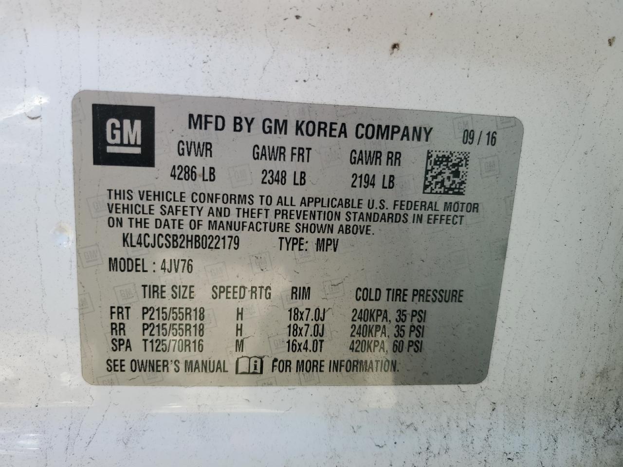 2017 Buick Encore Essence VIN: KL4CJCSB2HB022179 Lot: 84416025