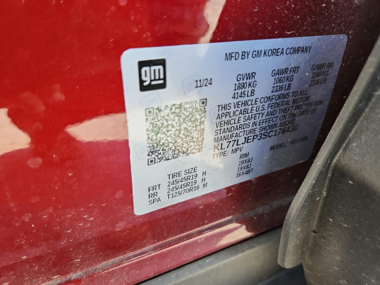 2025 Chevrolet Trax 2Rs VIN: KL77LJEP3SC176430 Lot: 82535055