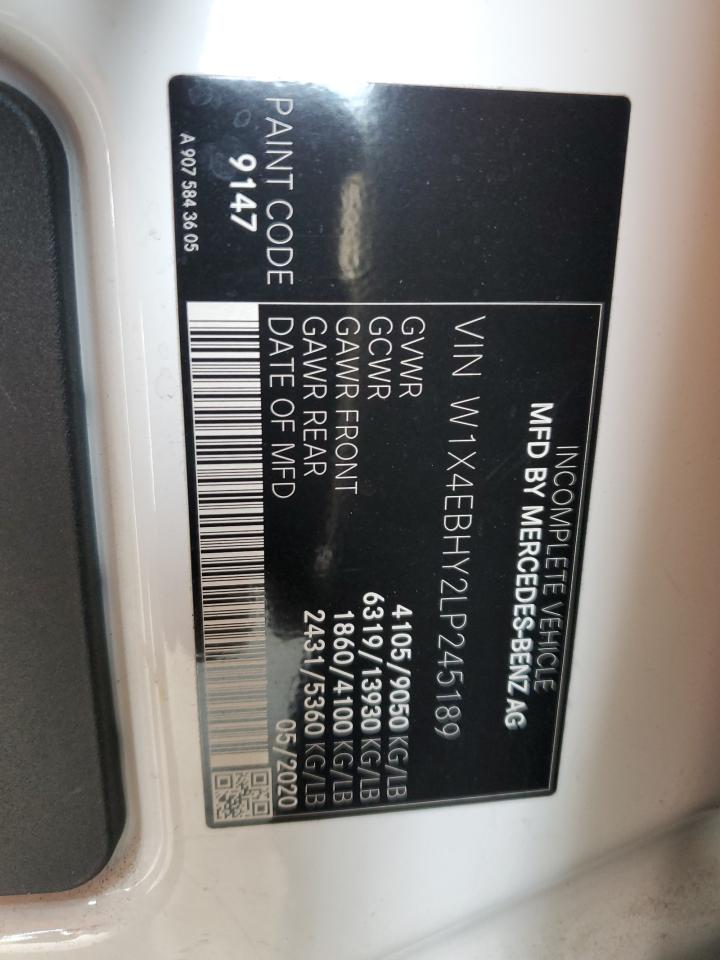 2020 Mercedes-Benz Sprinter 2500 VIN: W1X4EBHY2LP245189 Lot: 84895975