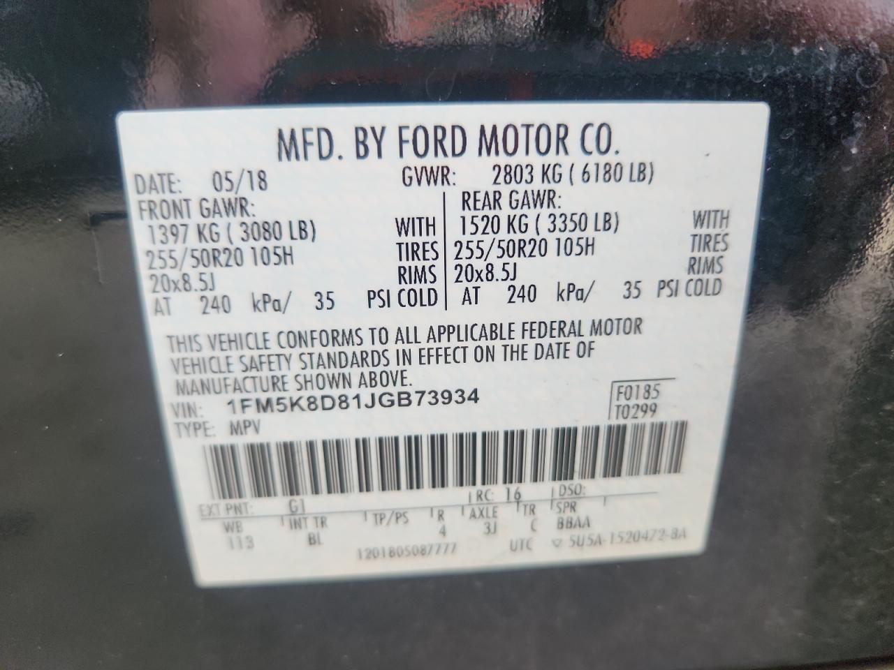 2018 Ford Explorer Xlt VIN: 1FM5K8D81JGB73934 Lot: 85698565