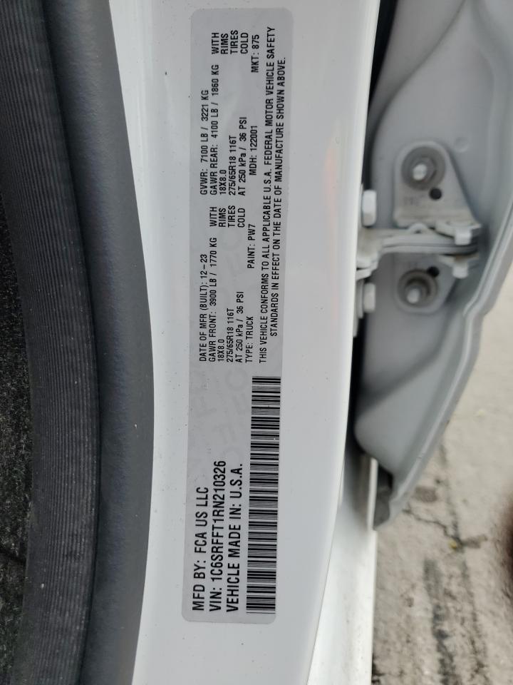 2024 Ram 1500 Big Horn/Lone Star VIN: 1C6SRFFT1RN210326 Lot: 87461415