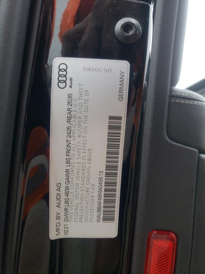 2021 Audi A4 Premium Plus 40 VIN: WAUBBAF48MA049513 Lot: 89551535