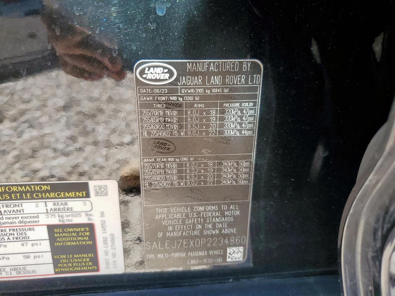 2023 Land Rover Defender 110 S VIN: SALEJ7EX0P2234860 Lot: 90841755