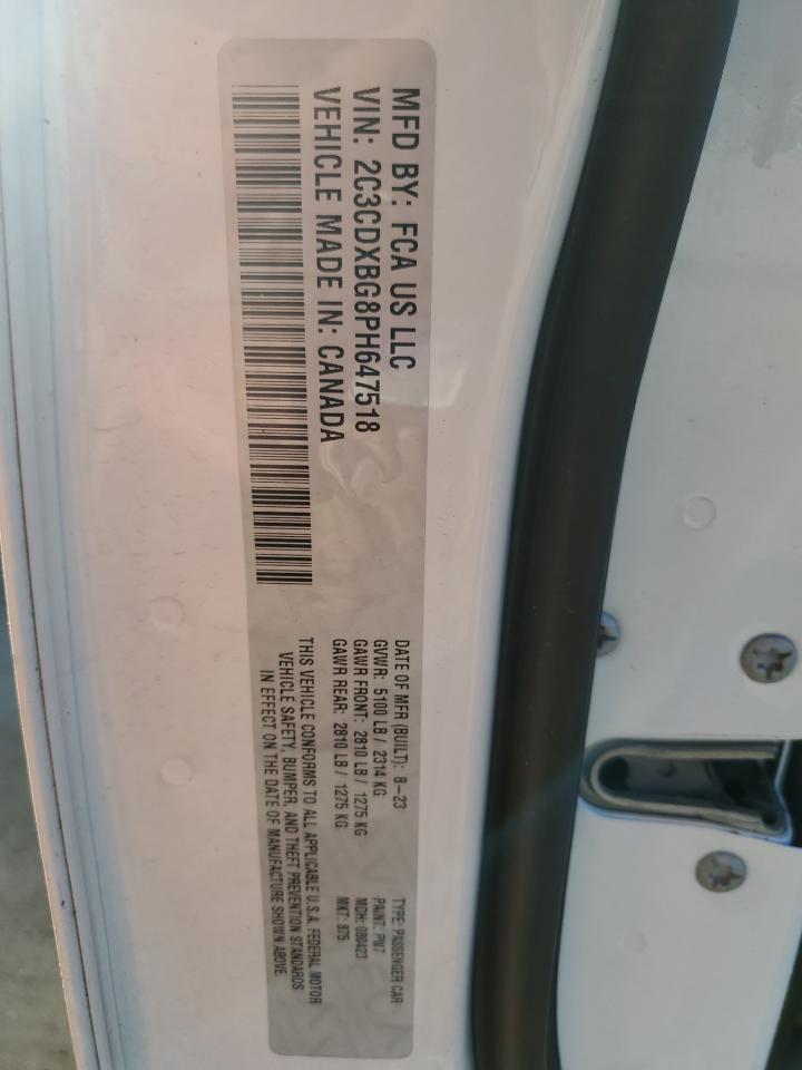 2023 Dodge Charger Sxt VIN: 2C3CDXBG8PH647518 Lot: 85578175