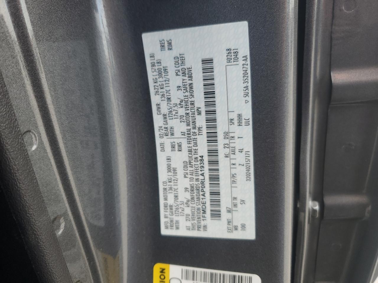 2024 Ford Bronco Black Diamond VIN: 1FMDE1AP0RLA19384 Lot: 82642135