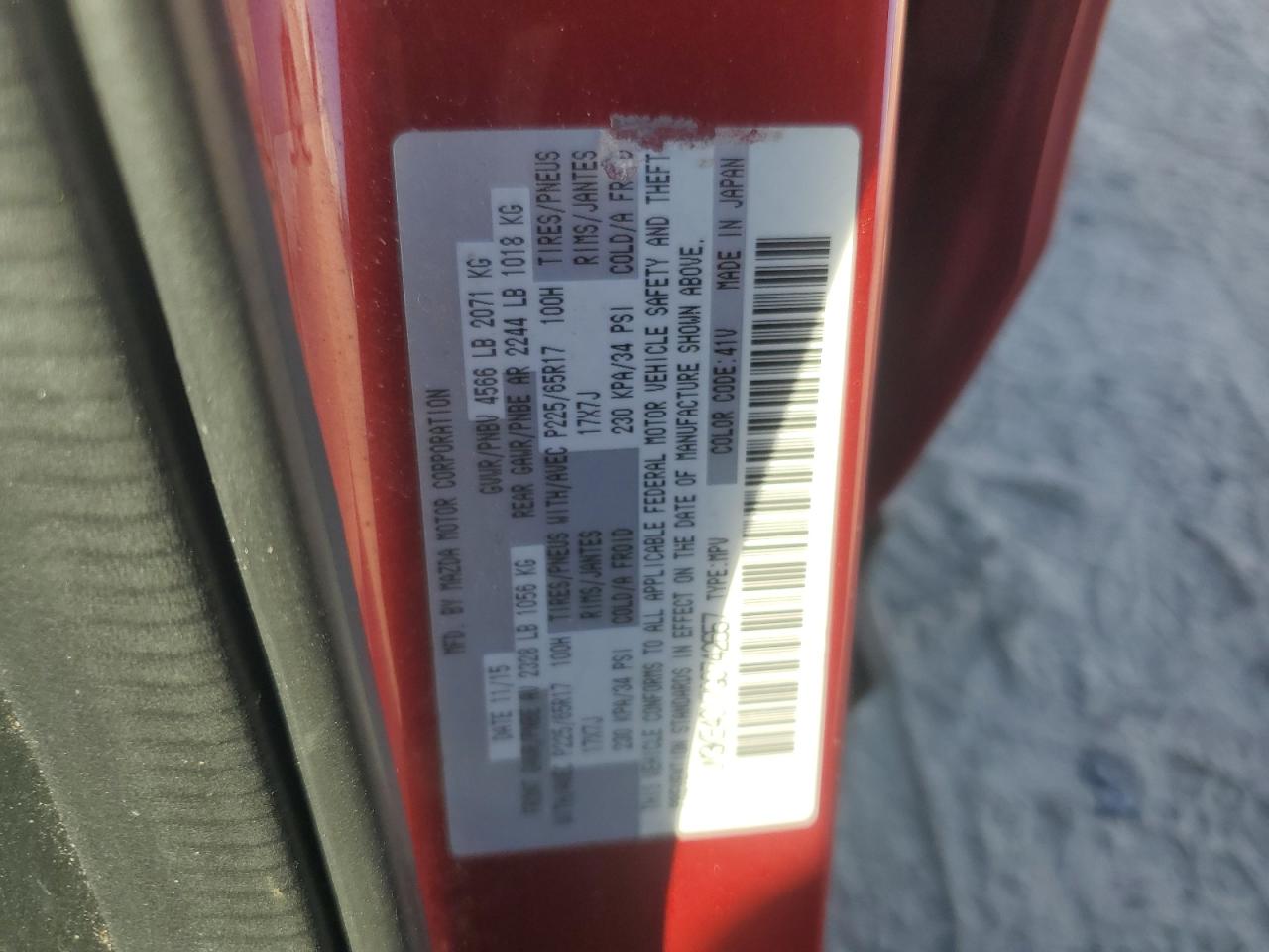 2016 Mazda Cx-5 Touring VIN: JM3KE4CY7G0742657 Lot: 86077235