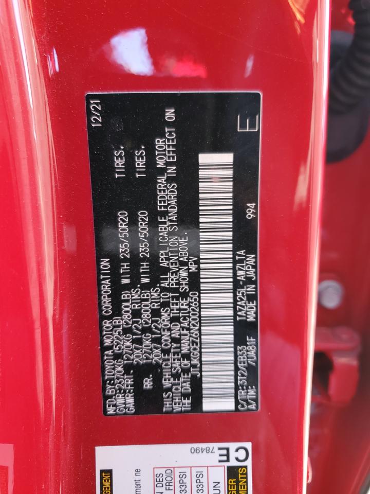 2022 Lexus Nx 350 VIN: JTJKGCEZ6N2002650 Lot: 90879025