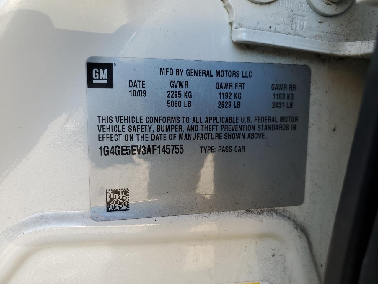 2010 Buick Lacrosse Cxs VIN: 1G4GE5EV3AF145755 Lot: 82200945