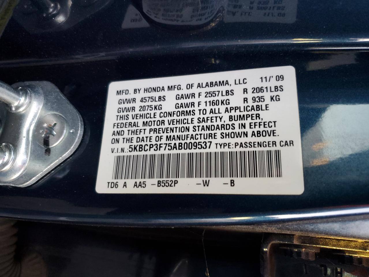 2010 Honda Accord Ex VIN: 5KBCP3F75AB009537 Lot: 85197385