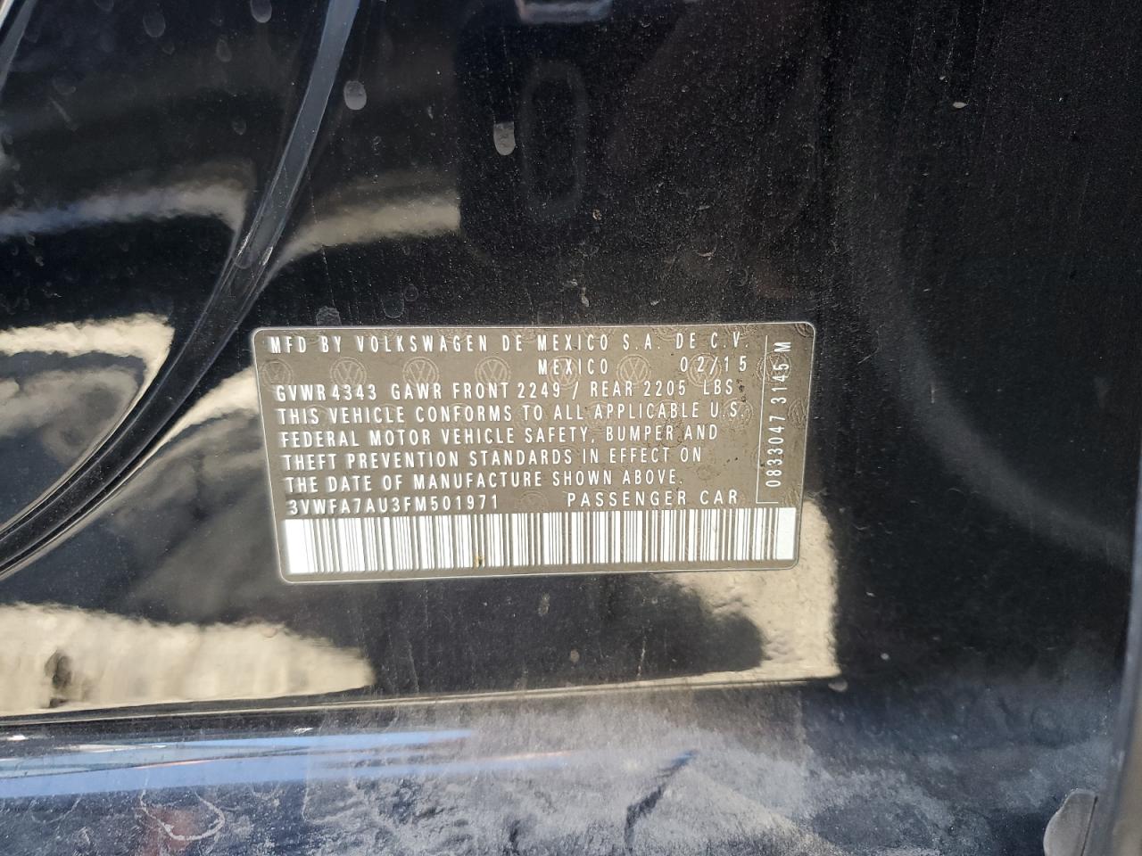 2015 Volkswagen Golf Sportwagen Tdi S VIN: 3VWFA7AU3FM501971 Lot: 84485155