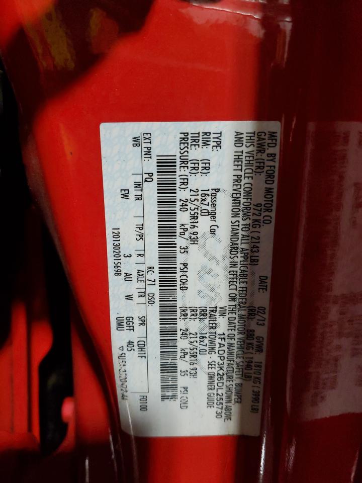 2013 Ford Focus Se VIN: 1FADP3K26DL255730 Lot: 86263305