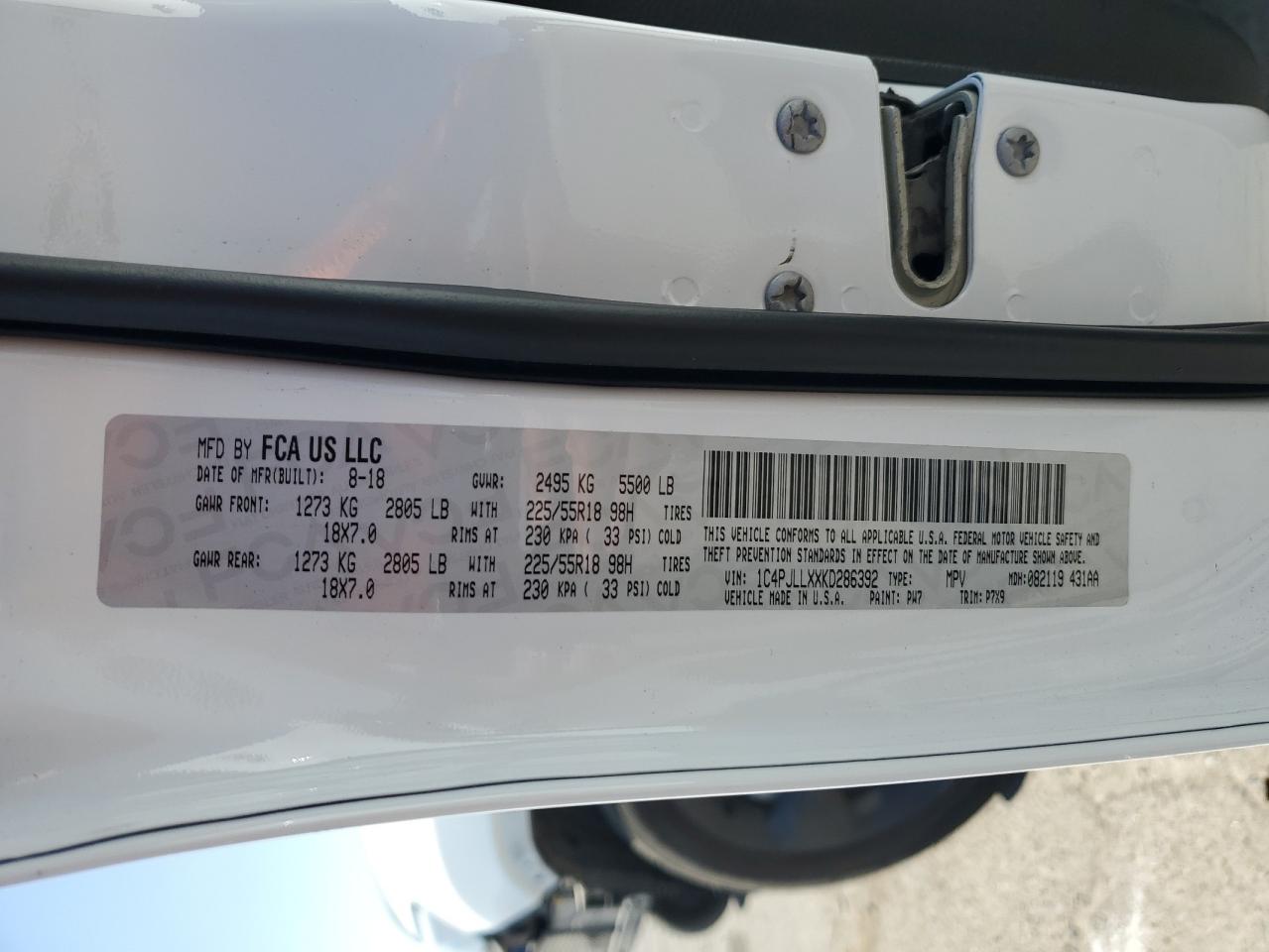 2019 Jeep Cherokee Latitude Plus VIN: 1C4PJLLXXKD286392 Lot: 85587745