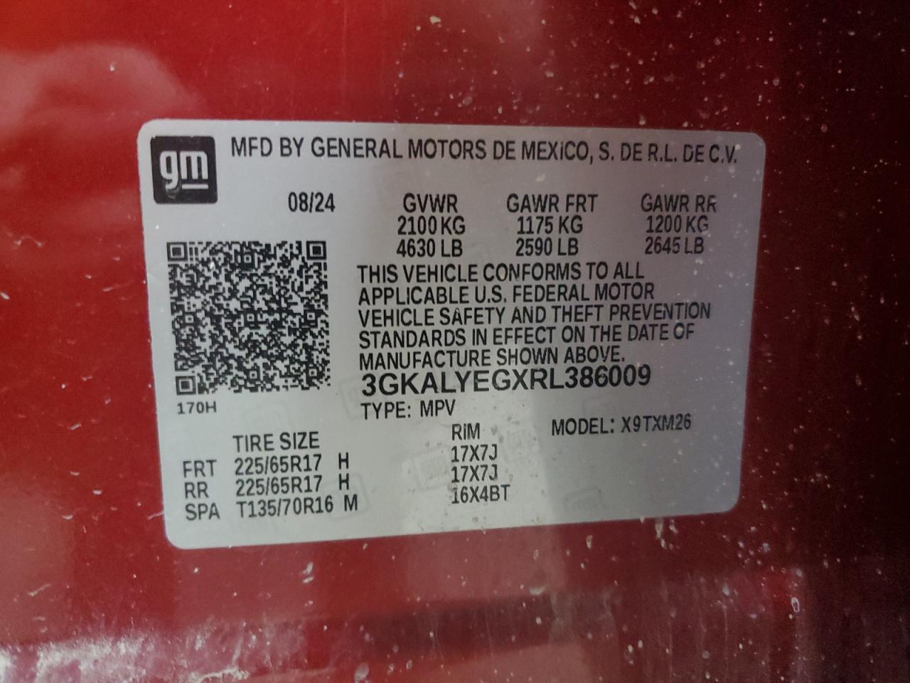 2024 GMC Terrain At4 VIN: 3GKALYEGXRL386009 Lot: 82684095