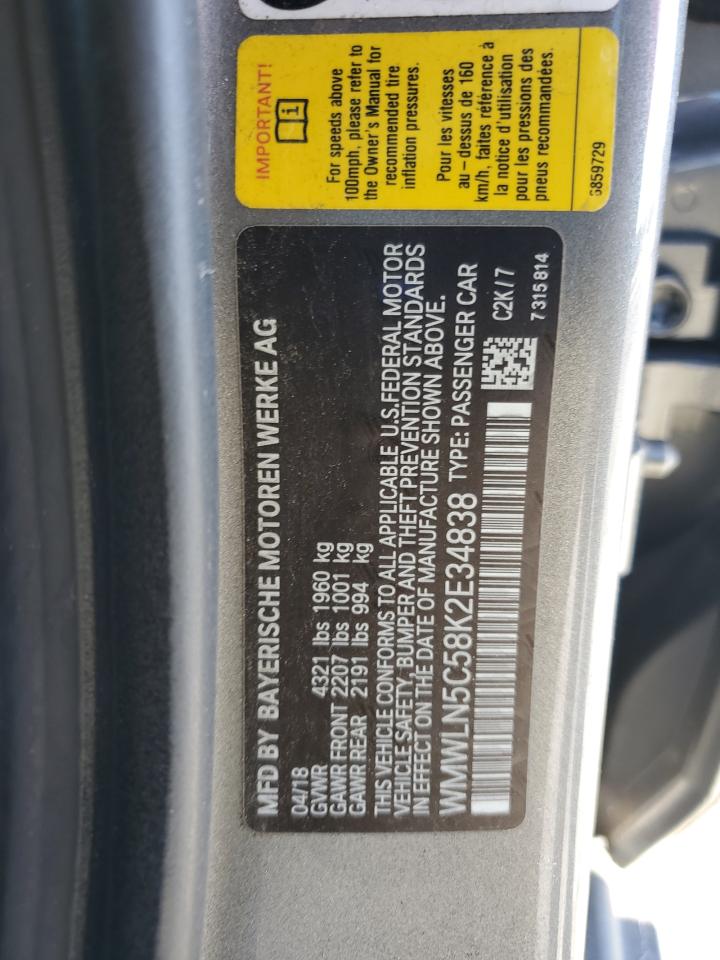 2019 Mini Cooper Clubman VIN: WMWLN5C58K2E34838 Lot: 90142835