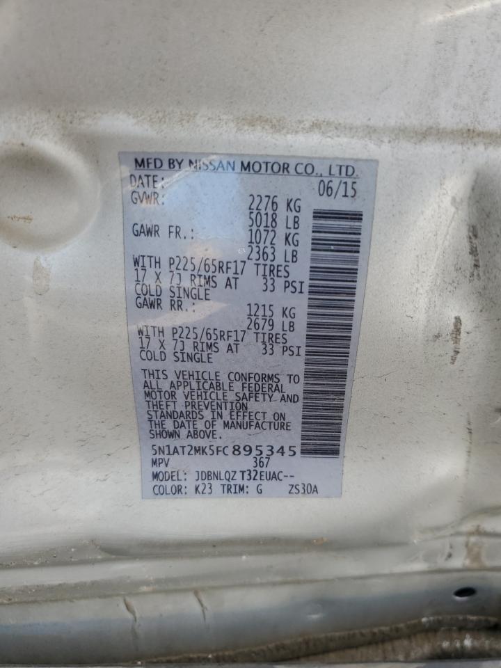 2015 Nissan Rogue S VIN: 5N1AT2MK5FC895345 Lot: 85647025