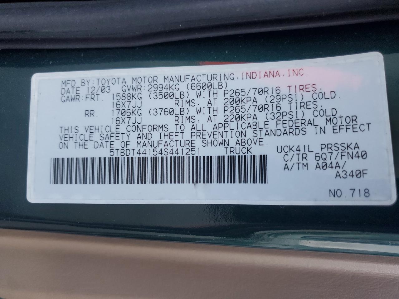 2004 Toyota Tundra Double Cab Sr5 VIN: 5TBDT44154S441251 Lot: 91048675