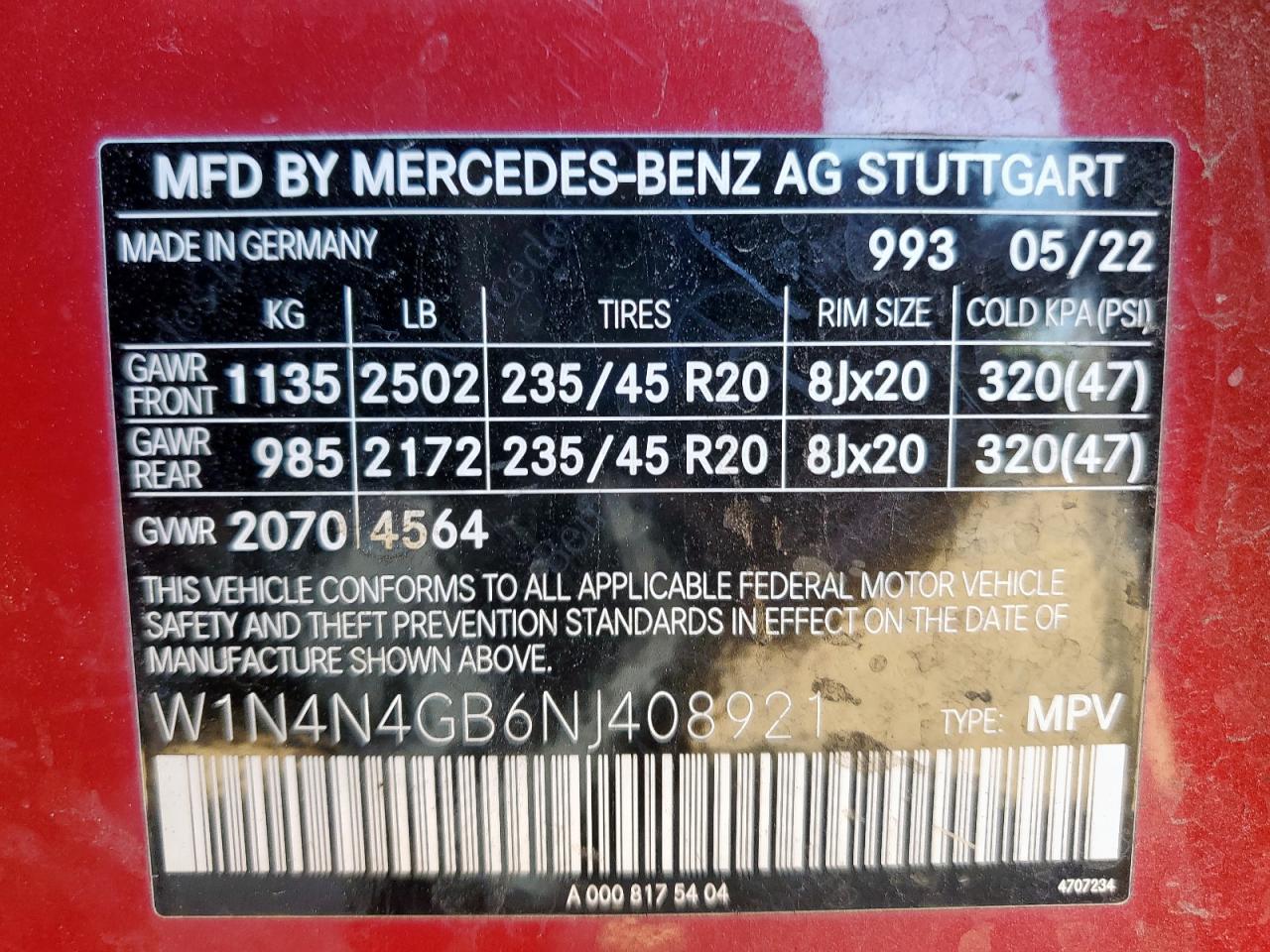 2022 Mercedes-Benz Gla 250 VIN: W1N4N4GB6NJ408921 Lot: 90033815