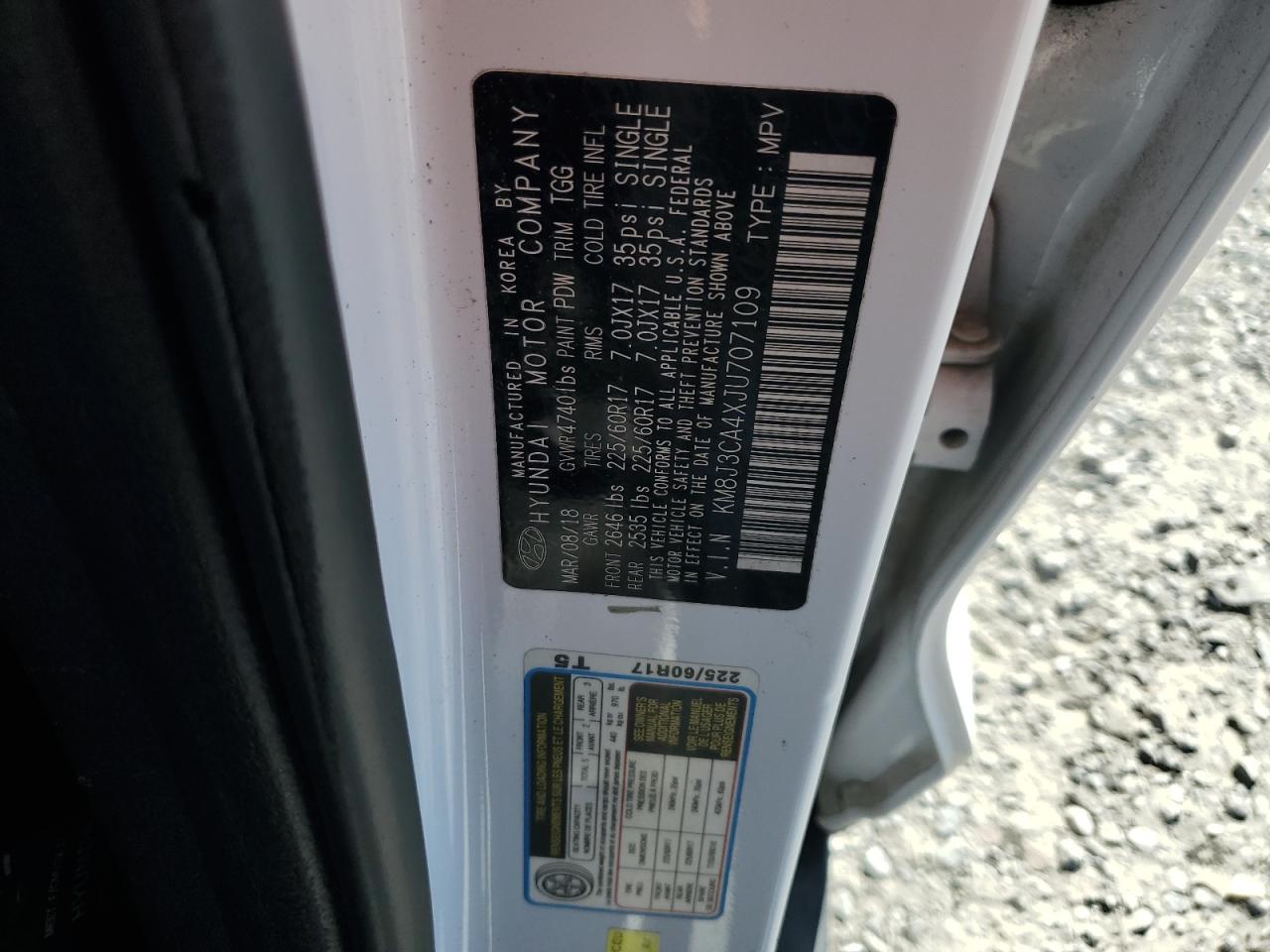 2018 Hyundai Tucson Sel VIN: KM8J3CA4XJU707109 Lot: 82737865