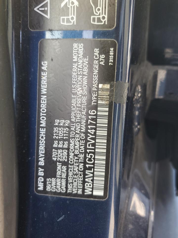 2015 BMW X1 xDrive28I VIN: WBAVL1C51FVY41716 Lot: 87215805