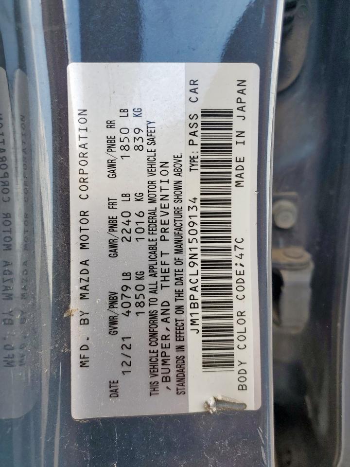 2022 Mazda 3 Preferred VIN: JM1BPACL9N1509134 Lot: 85507485