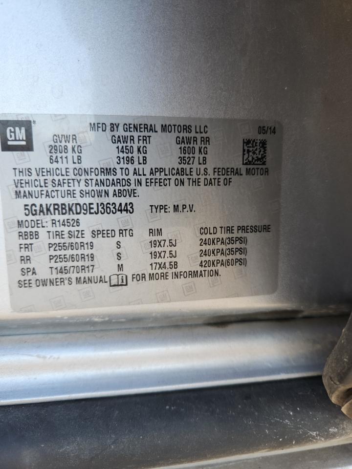 2014 Buick Enclave VIN: 5GAKRBKD9EJ363443 Lot: 82762095