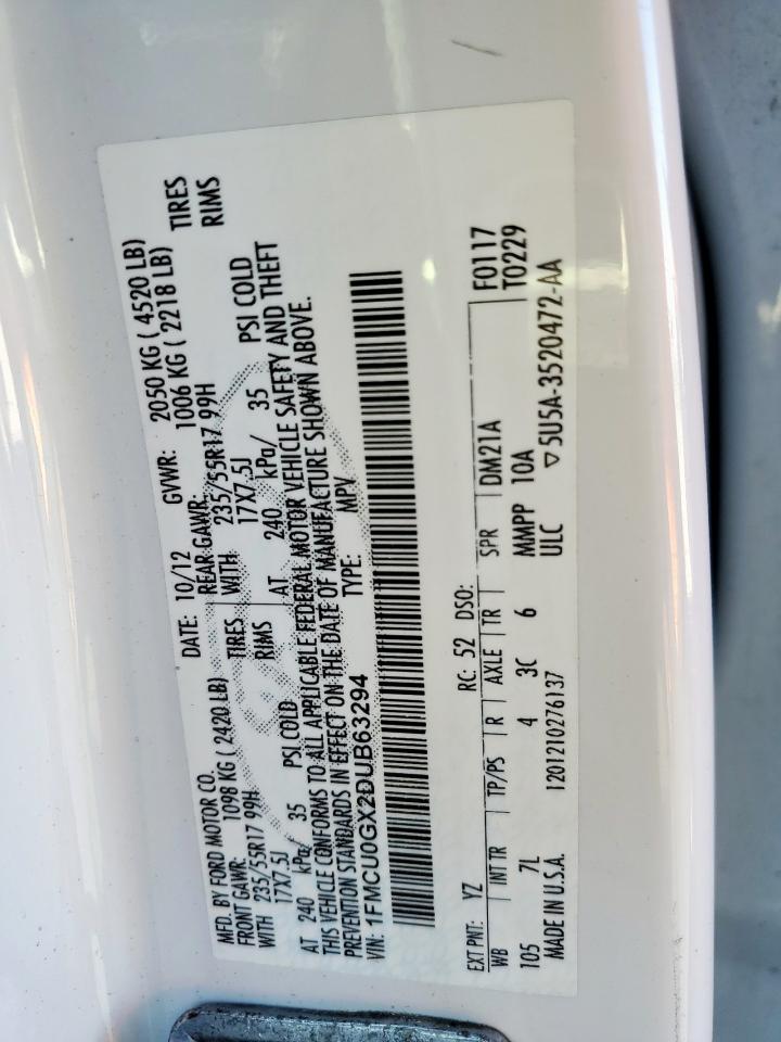 2013 Ford Escape Se VIN: 1FMCU0GX2DUB63294 Lot: 90600255