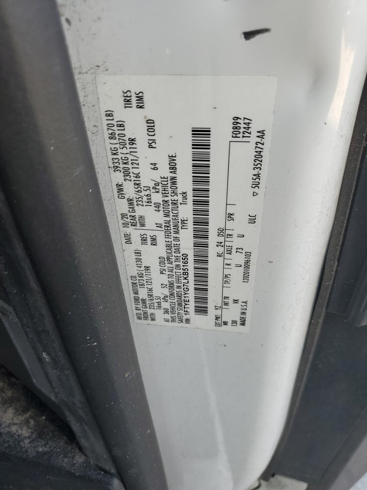 2020 Ford Transit T-150 VIN: 1FTYE1YG7LKB51650 Lot: 82455685