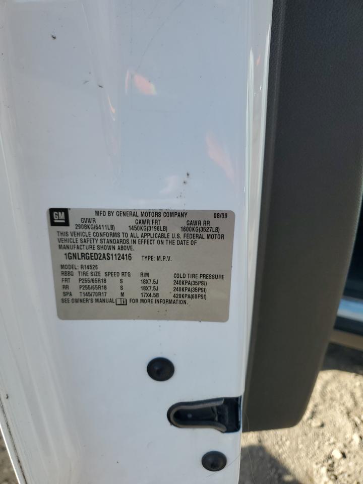 2010 Chevrolet Traverse Lt VIN: 1GNLRGED2AS112416 Lot: 86270695