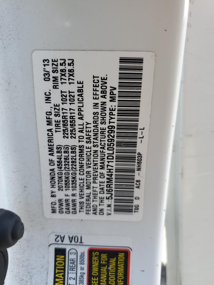 2013 Honda Cr-V Exl VIN: 5J6RM4H71DL059299 Lot: 86110225