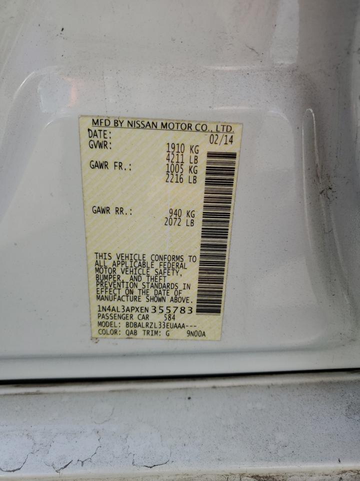 2014 Nissan Altima 2.5 VIN: 1N4AL3APXEN355783 Lot: 82280935