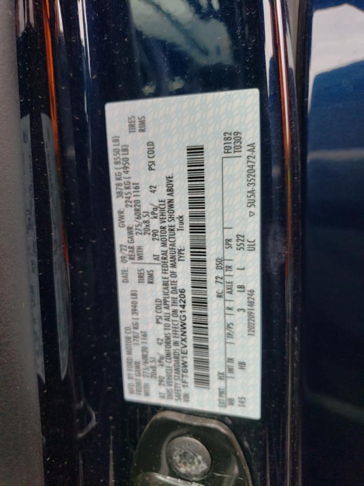 2022 Ford F150 Lightning Pro VIN: 1FT6W1EVXNWG14206 Lot: 84281145