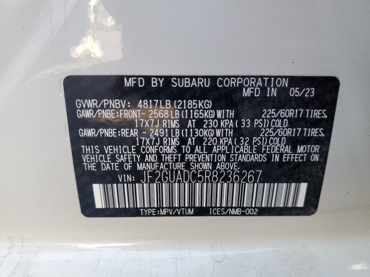 2024 Subaru Crosstrek Premium VIN: JF2GUADC5R8236267 Lot: 82312265