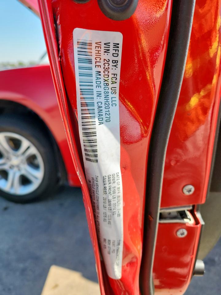 2022 Dodge Charger Sxt VIN: 2C3CDXBG8NH201270 Lot: 86109555