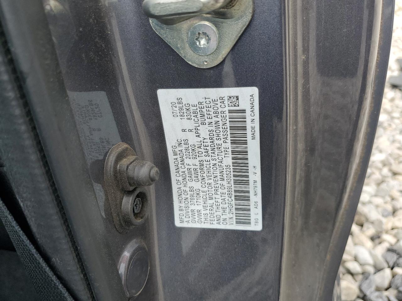 2020 Honda Civic Sport VIN: 2HGFC4B89LH305235 Lot: 85255545