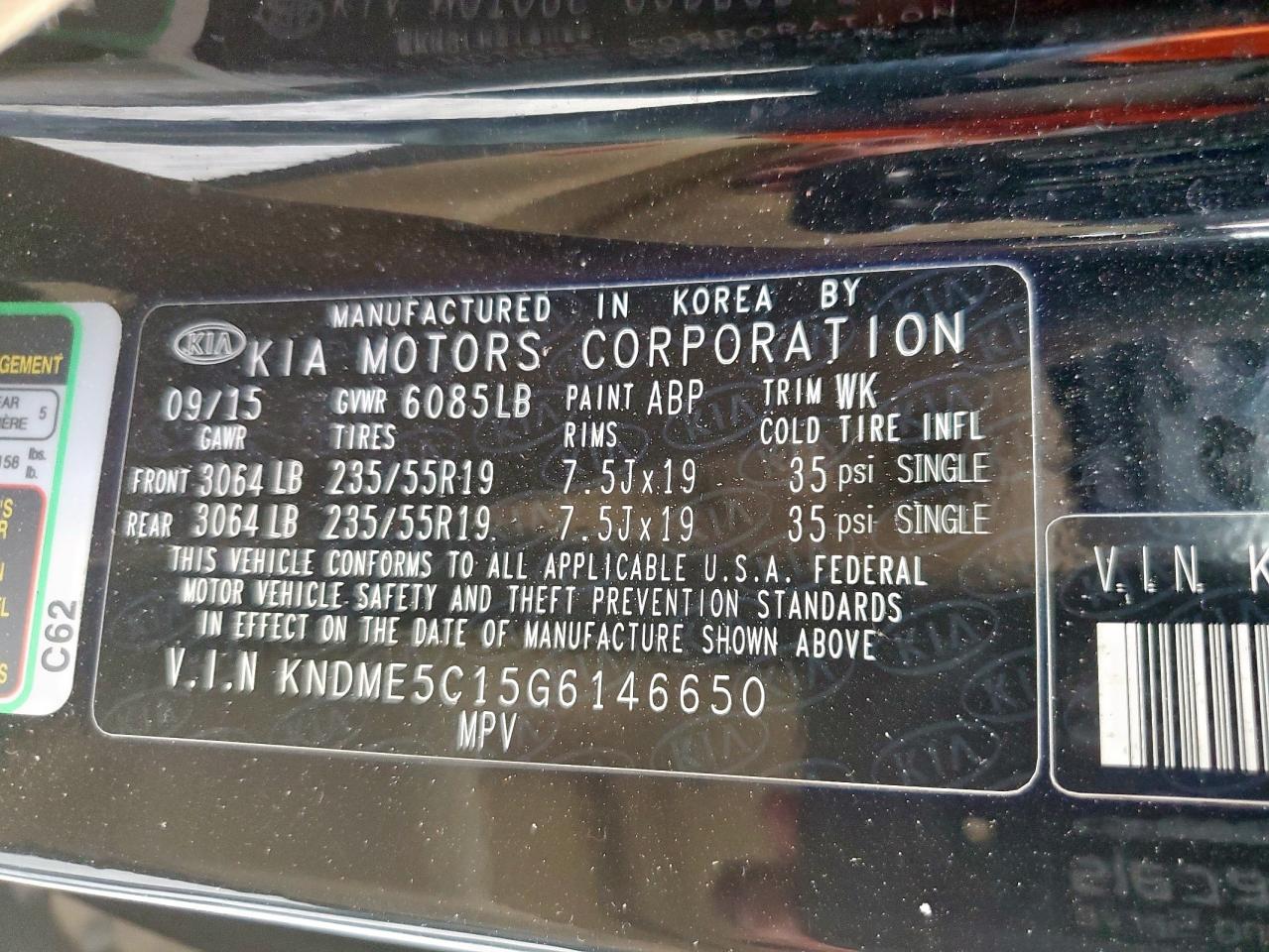 2016 Kia Sedona Sxl VIN: KNDME5C15G6146650 Lot: 82409195