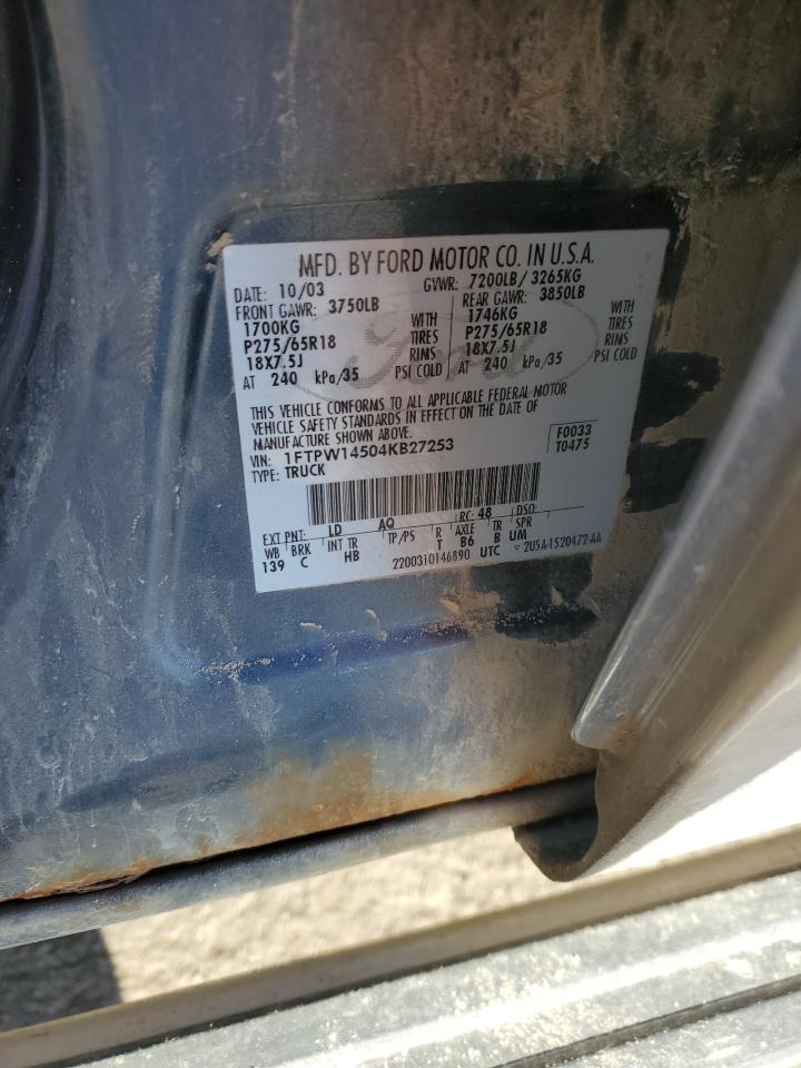 2004 Ford F150 Supercrew VIN: 1FTPW14504KB27253 Lot: 82751545